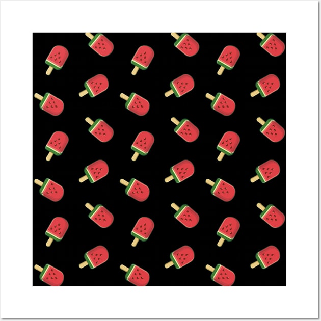 Watermelon Ice Cream Stick Pattern Wall Art by sifis